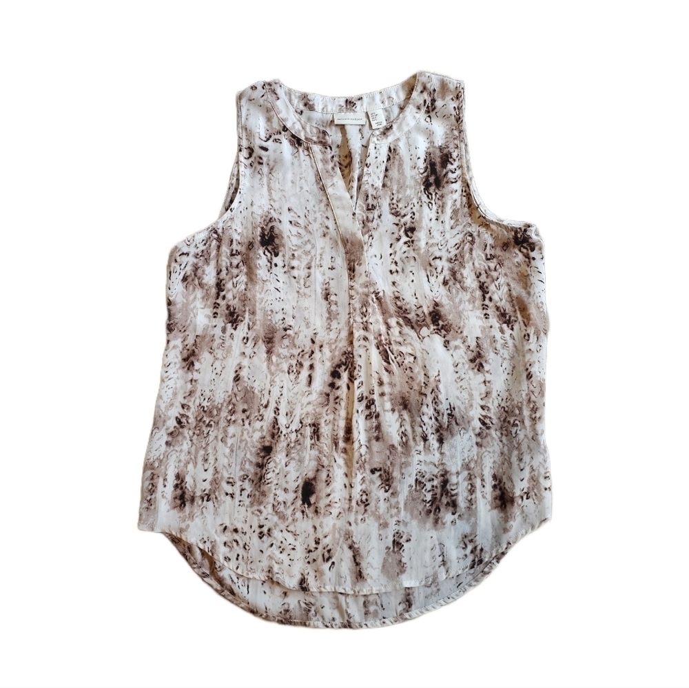 Mercer & Madison Brown White Blouse Small
